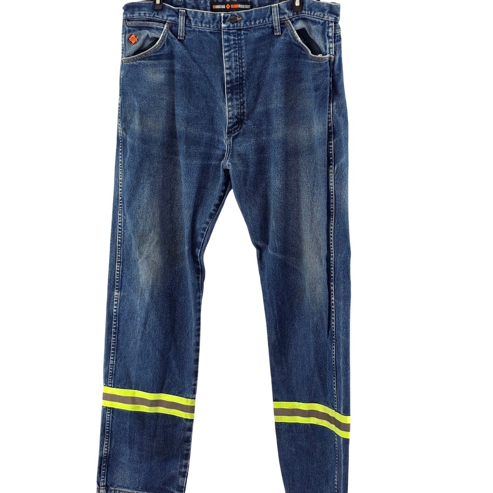 Wrangler FR Work Jeans Mens 40x36 Blue Flame Resistant Reflective Safety Denim